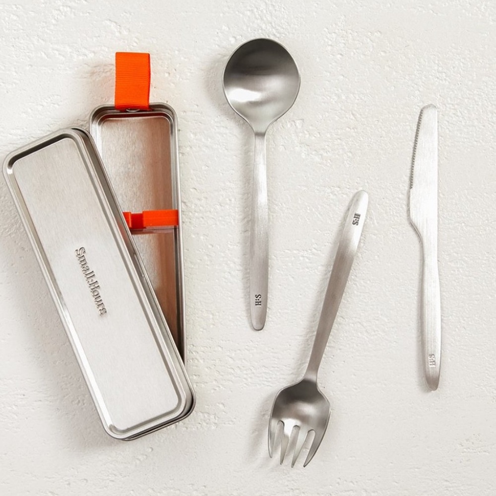 Small Hours 3 Piece Reusable On-The-Go Cutlery Set Stainless Steel Travel